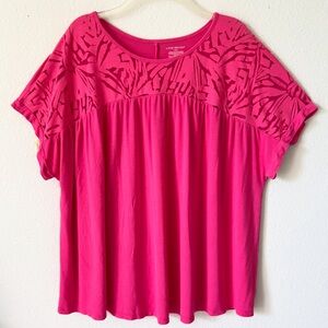 Lane Bryant Pink Zebra Lace Top